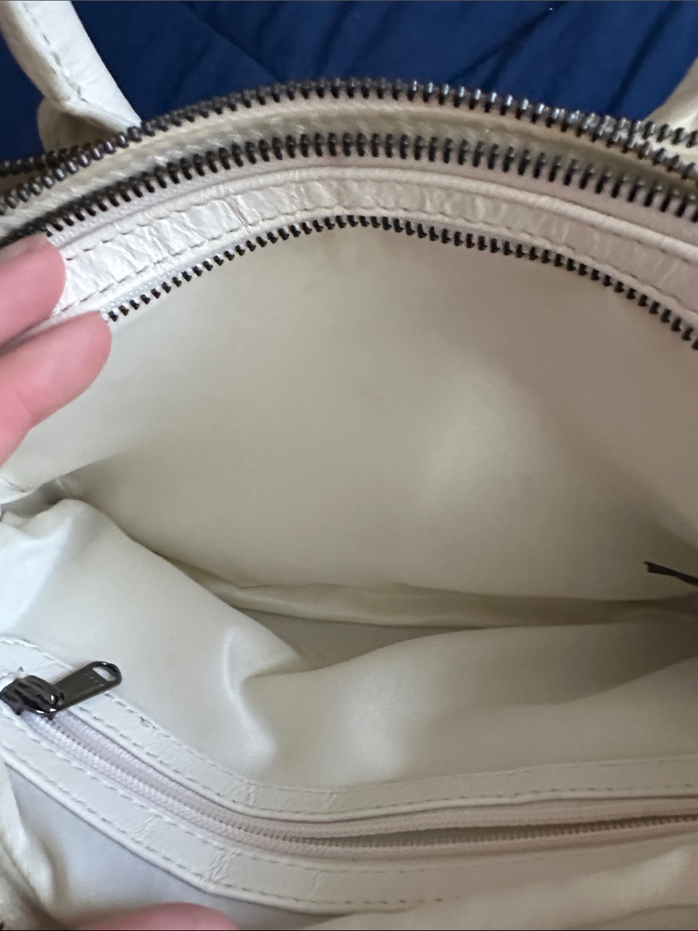 White Quilted Leather Satchel Bag - Women's Crossbody - Picture 5 of 7